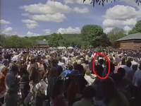A figure in a black bucket hat can be seen at Ryan Lanza's graduation (https://youtu.be/CdlbCM12928?t=991) at around 16:30, which is suspected to be Adam. Credit to CryingHampster (cryinghampster.wordpress.com) for spotting this.