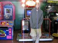 Still from a video taken of Adam walking towards the camera after playing Dance Dance revolution at Danbury Theater. From a file named 'MVO_0004.avi' on Lanza's hard drive.